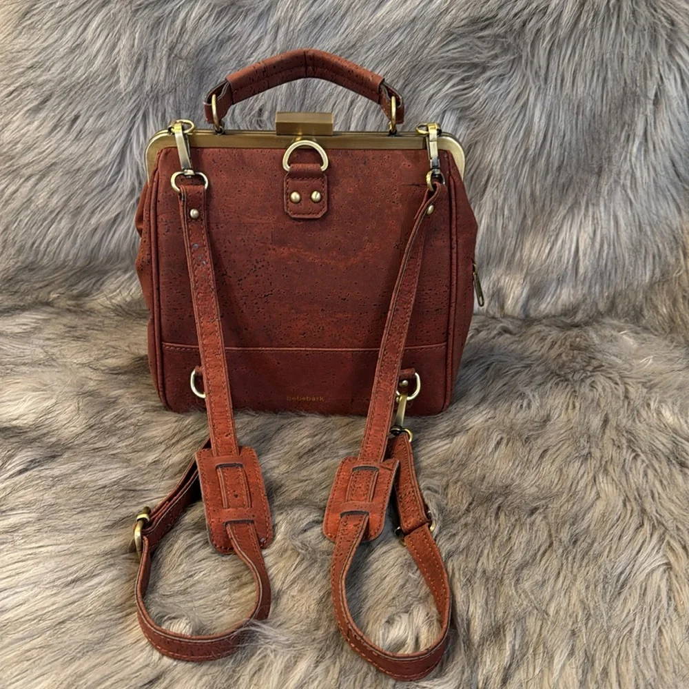 Rust Brown Women's Backpack Purse - Classic Structured Top-Handle Backpack
